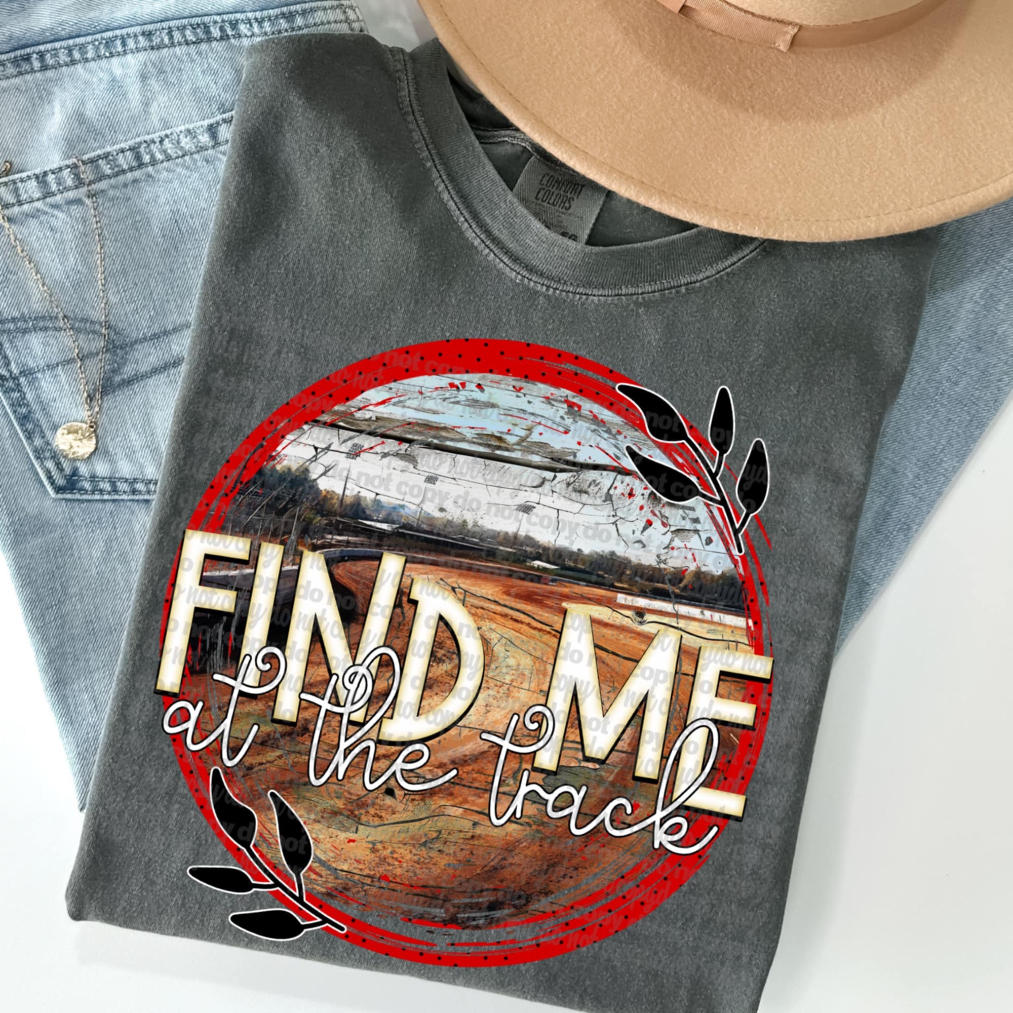 Find me at the track (TTD) 96770 DTF transfer – Mud & Grace Transfers