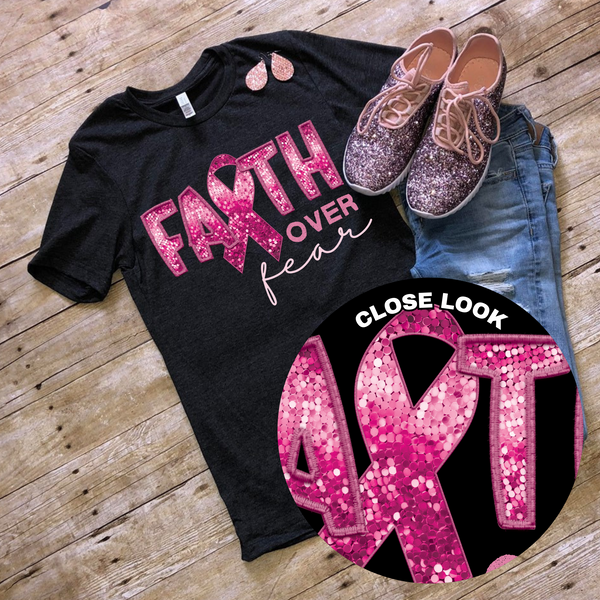 Faith over fear (sequin affect with ribbon as I) 10089 DTF TRANSFERS