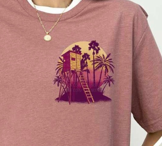 tree house with palm trees POCKET 27684 DTF transfer