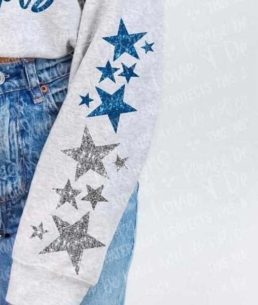 Blue and silver star sleeve 35518 DTF transfer