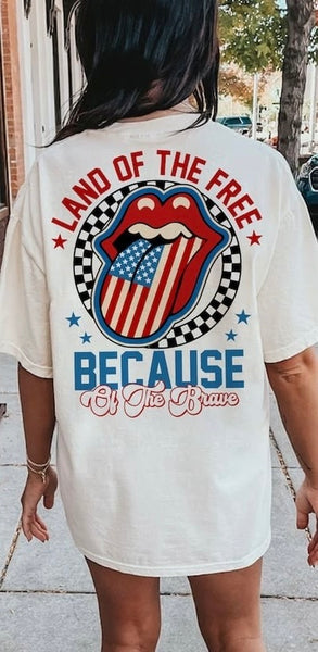 Land of the free because of the brave tongue 32523 DTF transfer