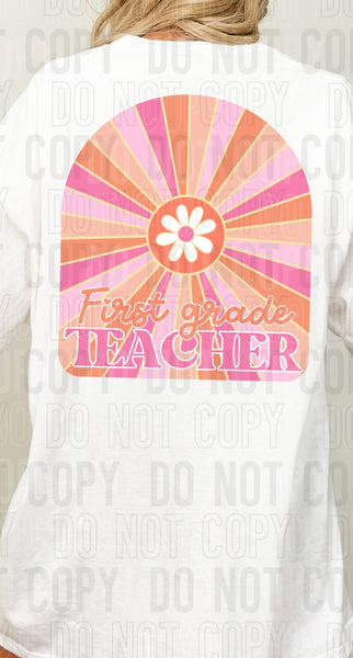 First grade teacher orange and pink arch (SBB) 33592 DTF transfer