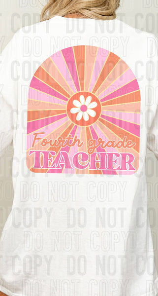 Fourth grade teacher orange and pink arch (SBB) 33588 DTF transfer