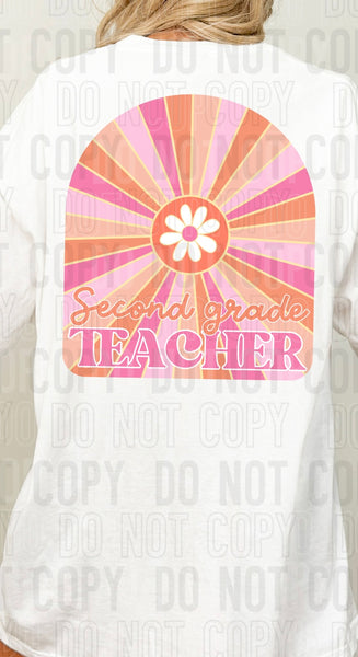 Second grade teacher orange and pink arch (SBB) 33590 DTF transfer