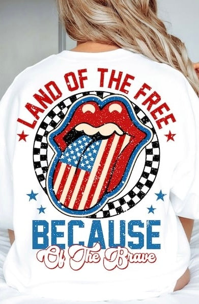 Land of the free because of the brave tongue GRUNGE 32525 DTF transfer