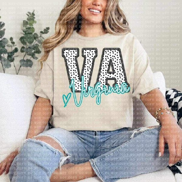 VA Virginia polka dot and blue embroidery 21789 DTF transfers