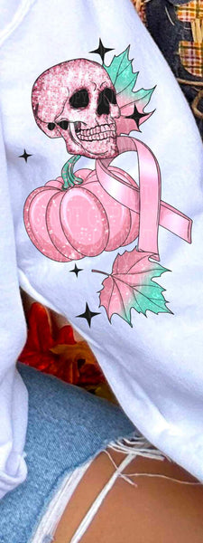 SLEEVE SKULL In October we wear pink DTF TRANSFER