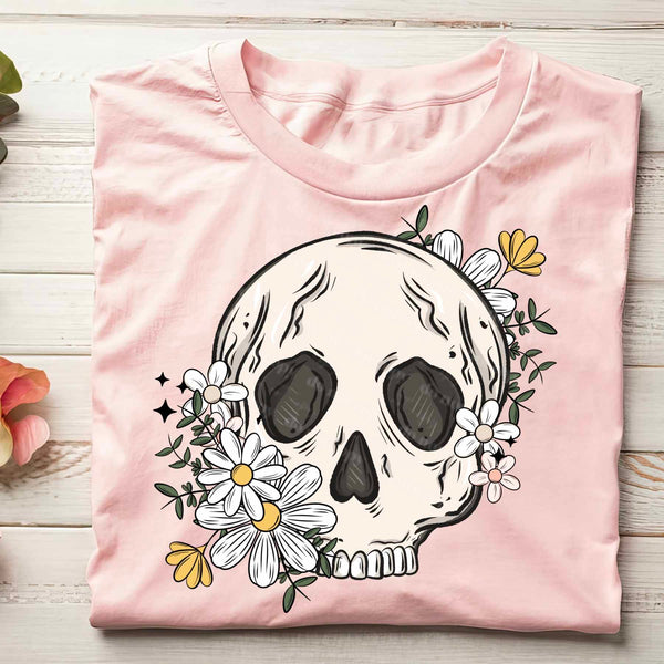 Skull outline with flowers COLOR (CSC) 32210 DTF transfer