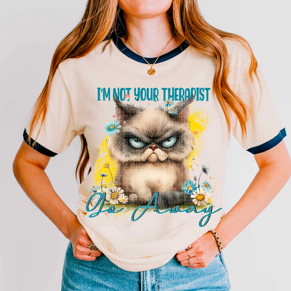I’m not your therapist go away angry cat 32568 DTF transfer