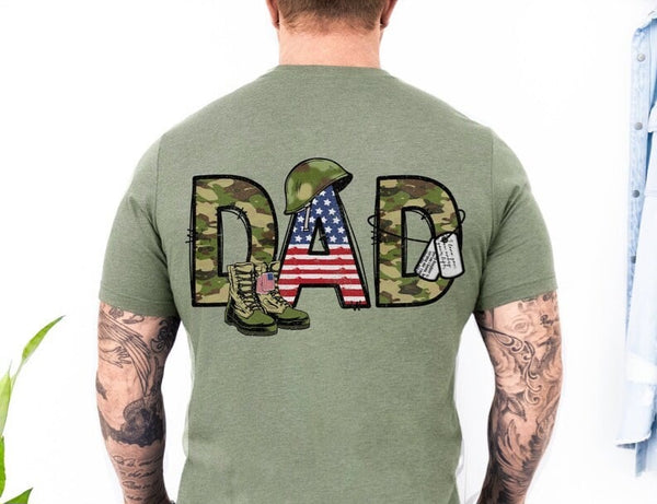 Dad military camo font 32557 DTF transfer