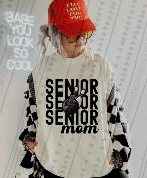 Senior mom stacked with bowling pins and lightning bolt 23617 DTF transfer