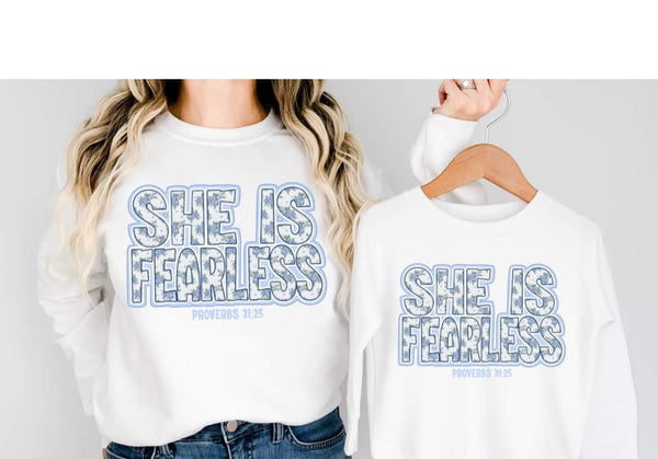 She is fearless blue outline 33181 DTF transfer