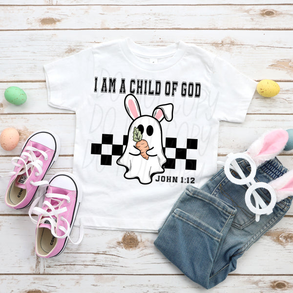 I am a child of god ghost pink bunny ears (VIRGO) 33190 DTF transfer