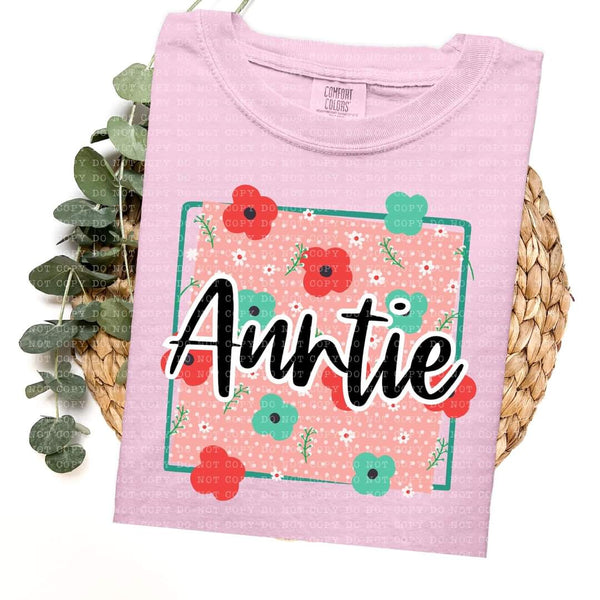 Auntie frame with red and green flowers (ECHT) 33772 DTF transfer
