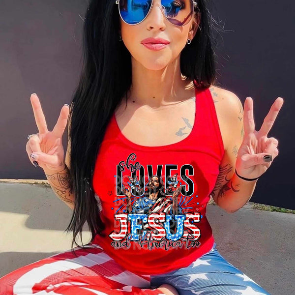 She loves jesus and america too 33980 DTF transfer