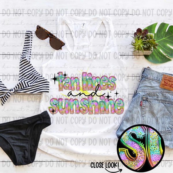 Tan lines and sunshine colorful leopard and black font (revelyou) 35057 DTF transfer