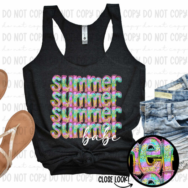 Summer stacked babe colorful leopard and white font (revelyou) 35055 DTF transfer