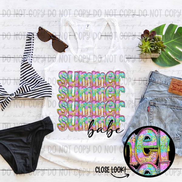 Summer stacked babe colorful leopard and black font (revelyou) 35054 DTF transfer