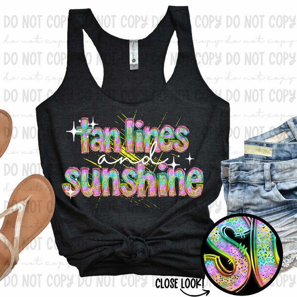 Tan lines and sunshine colorful leopard and white font (revelyou) 35056 DTF transfer