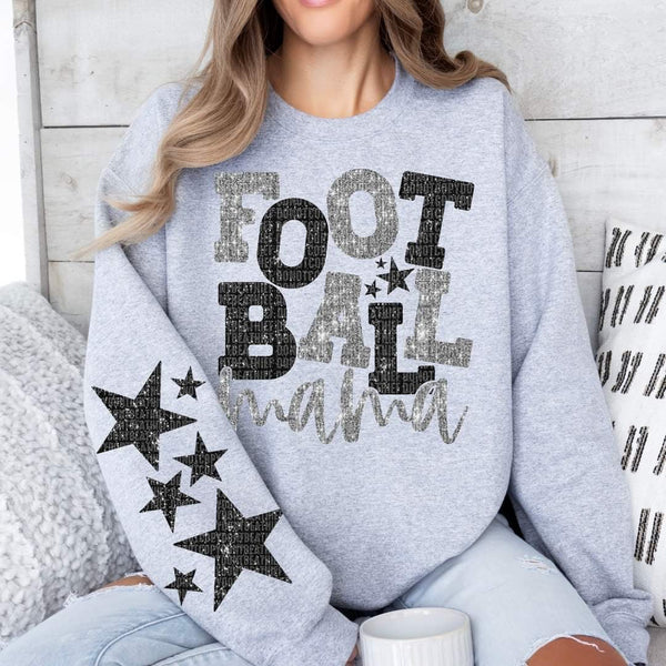 Football mama black and silver FRONT 35513 DTF transfer