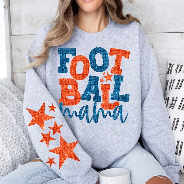 Football mama blue and orange FRONT 35512 DTF transfer