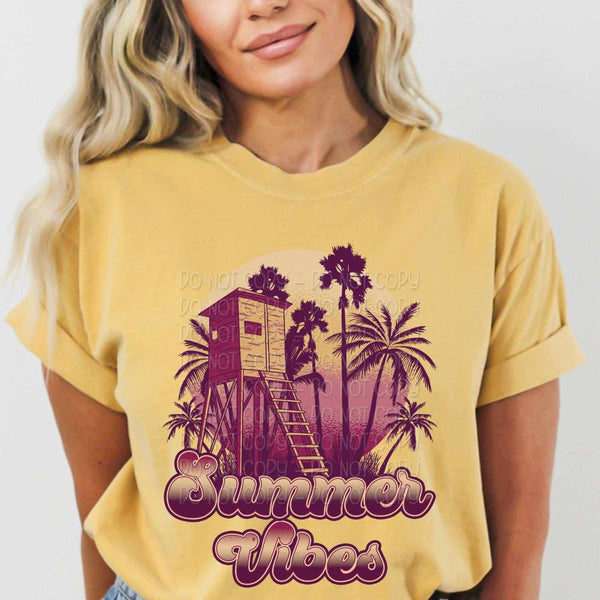 Summer vibes tree house with palm trees 27682 DTF transfer