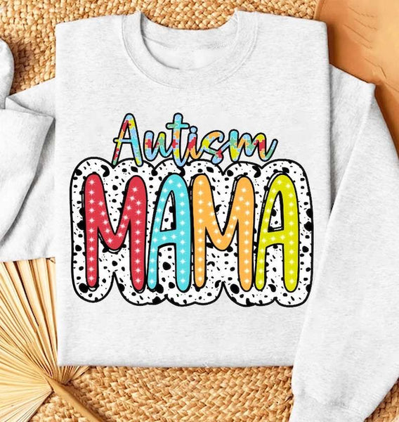 Autism mama dotted background 27870 DTF transfer