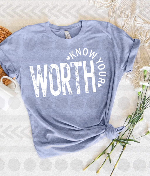 Know Your Worth (white) DTF transfer 13943