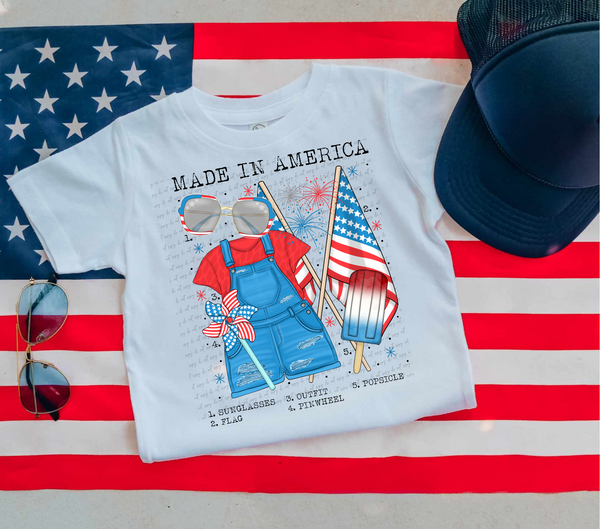 Made in America chart (overalls and flag) 13451 DTF transfer