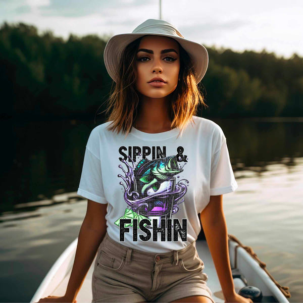 Sippin & fishin pink water 29994 DTF transfer