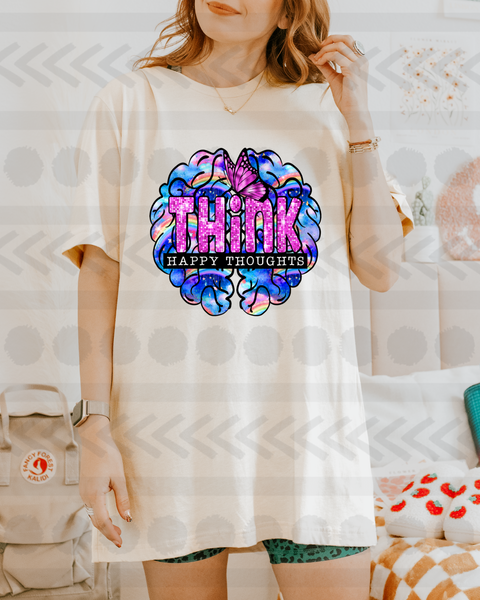 Think happy thoughts colorful brain 18079 DTF transfer