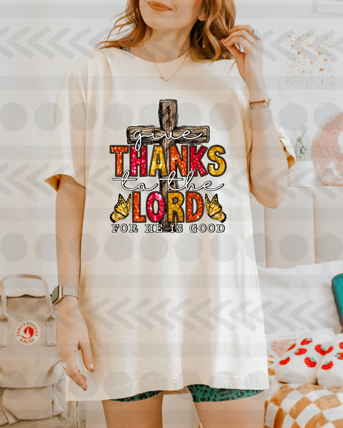 Give thanks to the lord sequin 18061 DTF transfer