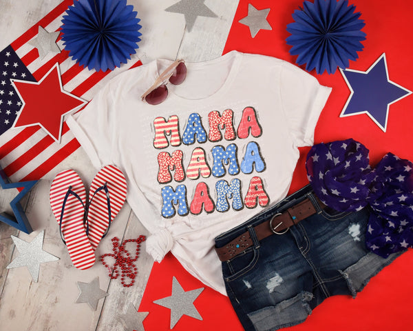 Mama stacked (stripes, polka dots, red white blue) 22845 DTF transfer