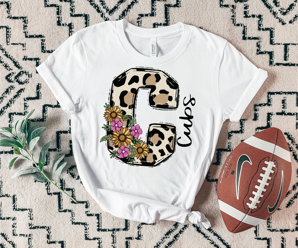 Cubs floral leopard mascot 7422 DTF Transfers