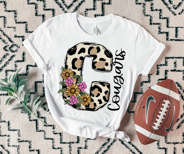Cougars Floral Leopard Mascot 7424 DTF Transfers