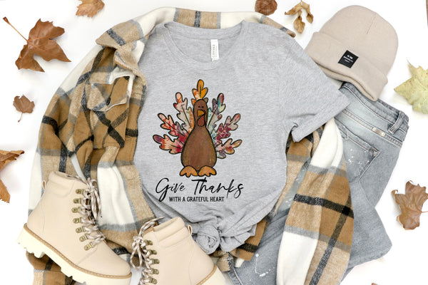 Give thanks with a grateful heart tie dye turkey HIGH HEAT screen print transfer