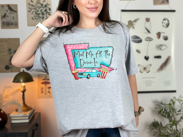 Meet me at the drive-in teal car DTF Transfer