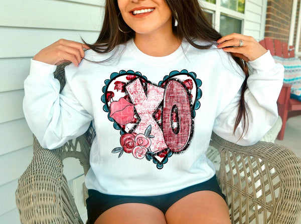 Xo with heart roses and lips exclusive DTF TRANSFER