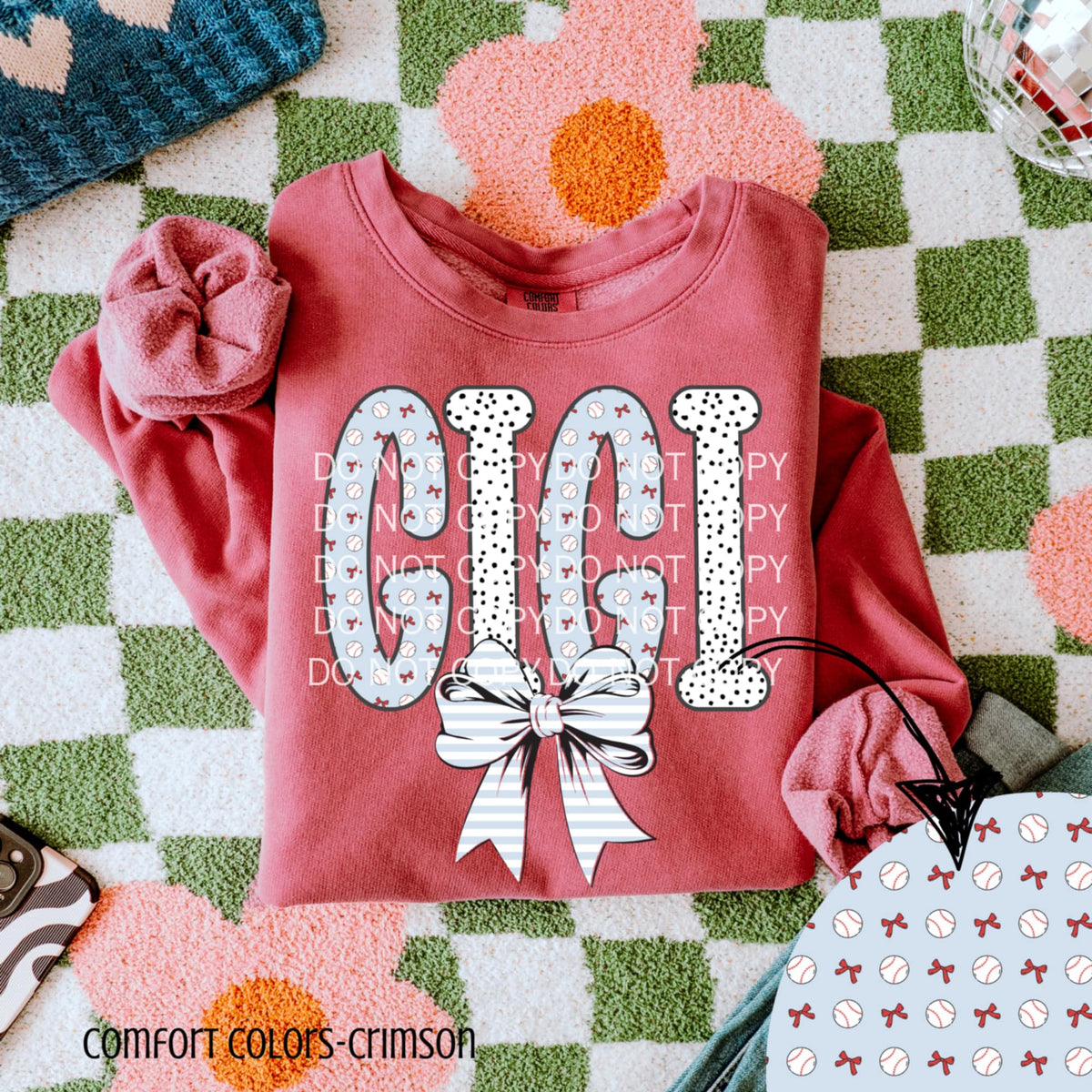 Gigi baseball letters (CSG) 90205 DTF transfer