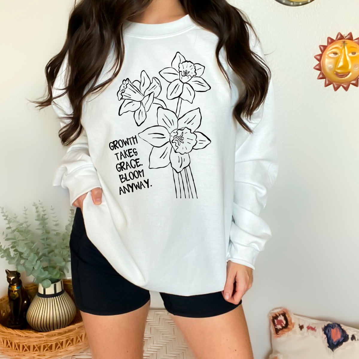 Growth takes Grace bloom anyway BLACK 110641 DTF transfer