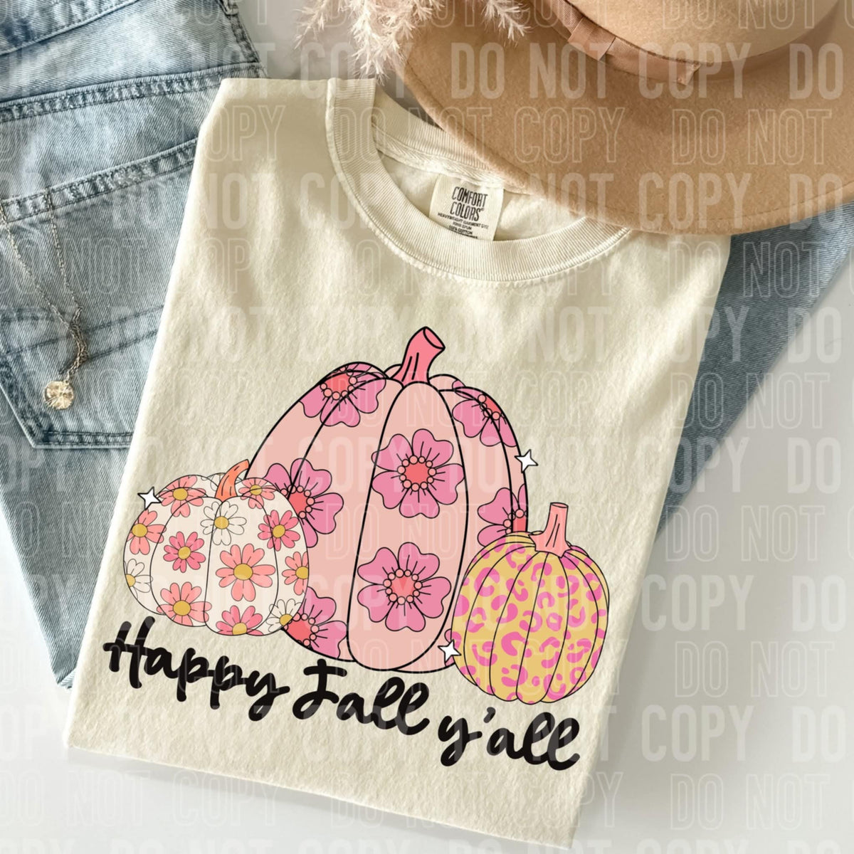 Happy fall y’all floral pumpkins (SBB) 109856 DTF transfer