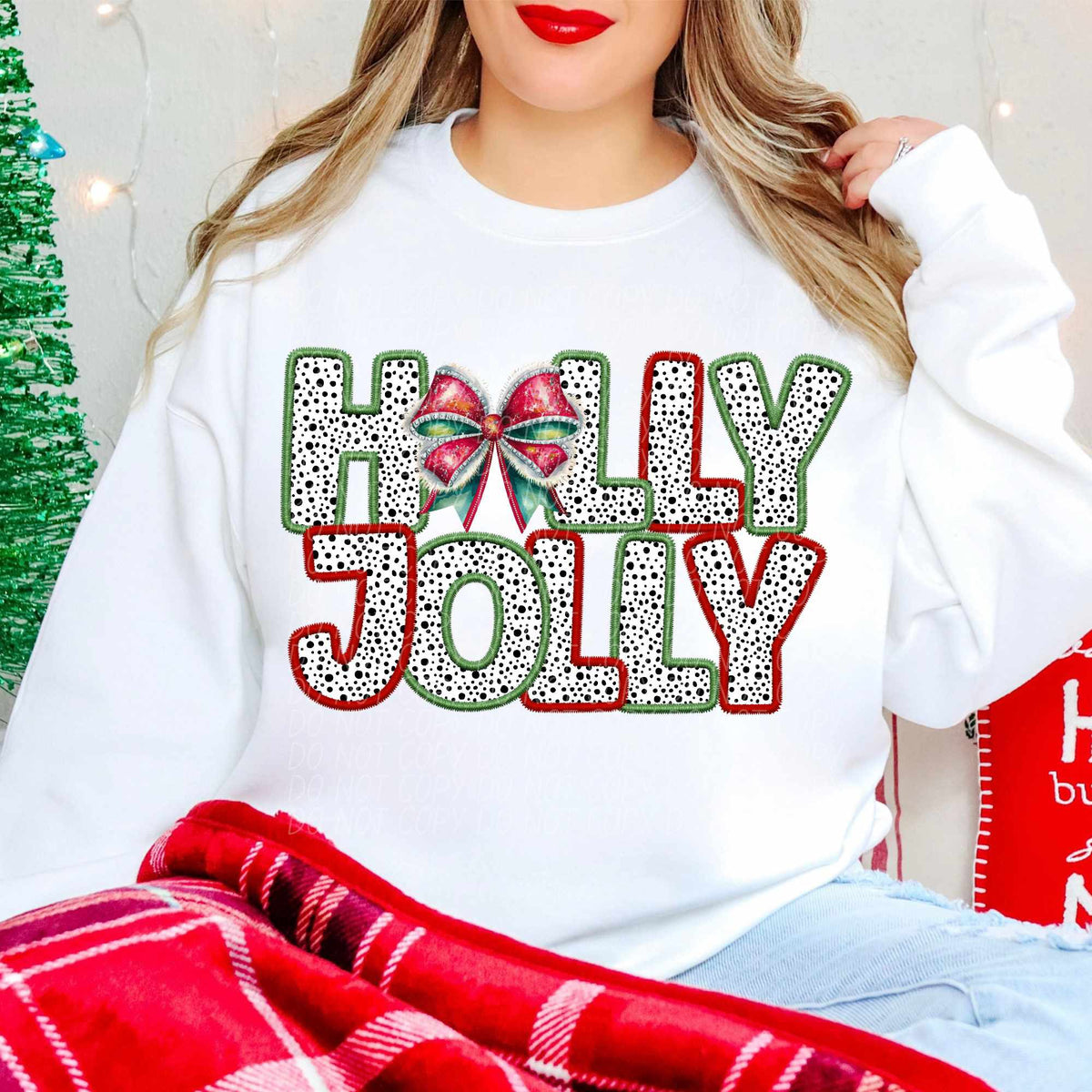 Holly jolly Dalmatian filled  with bow (CITY) 65056 DTF transfer