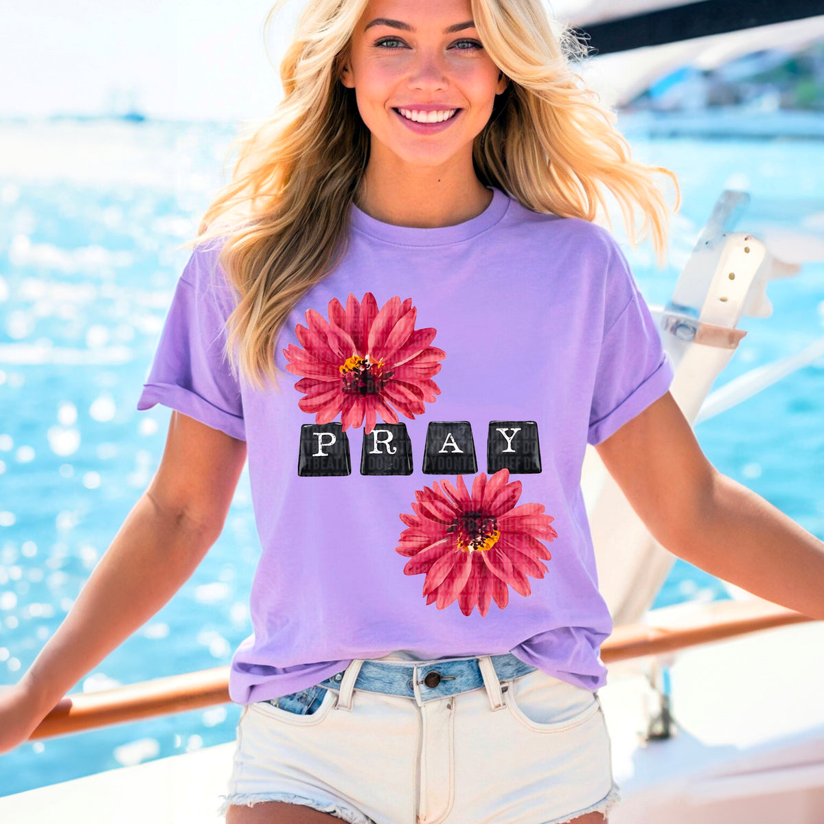 Pray red flowers 95445 DTF transfer