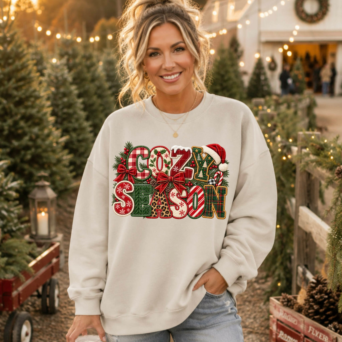 Cozy season Christmas fabric print (SDD) DTF Transfer