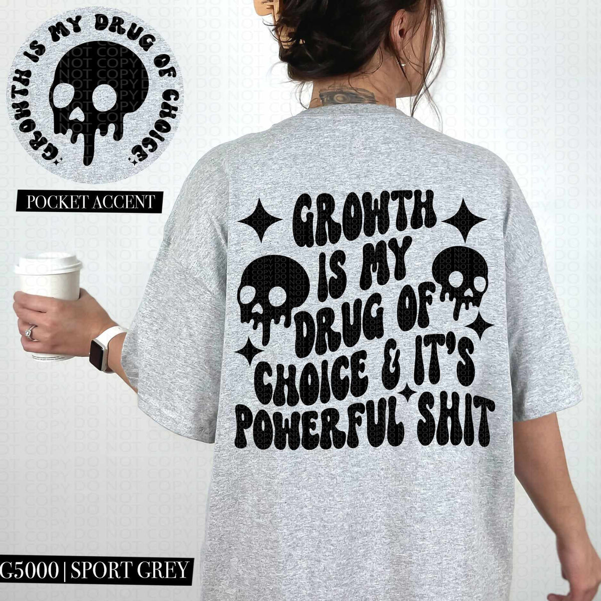 Growth is my drug of choice & it’s powerful shit BLACK BACK (HW) 73568 DTF transfer