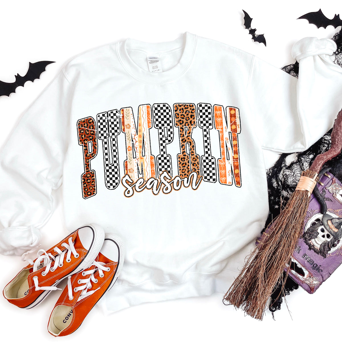 Pumpkin season patterned and checkered 109719 DTF transfer