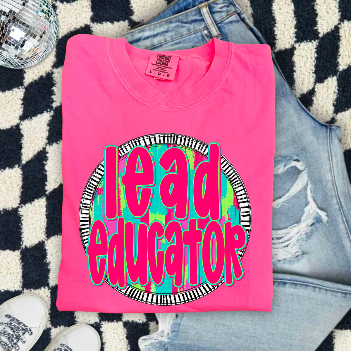 Lead Educator pink font circle 103937 DTF transfer