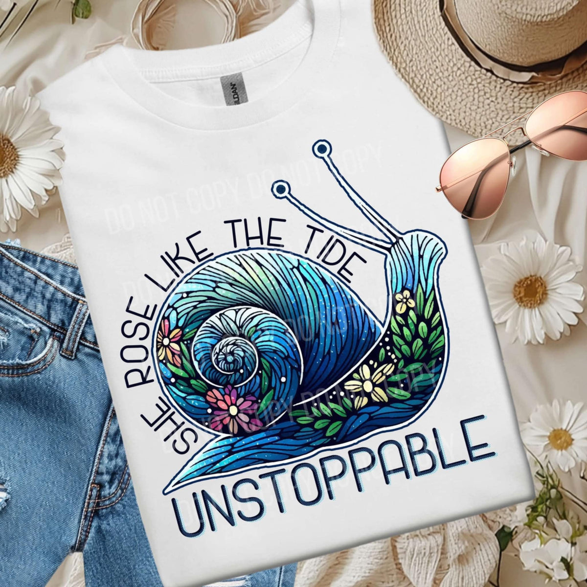 She rose like the tide unstoppable snail 93128 DTF transfer