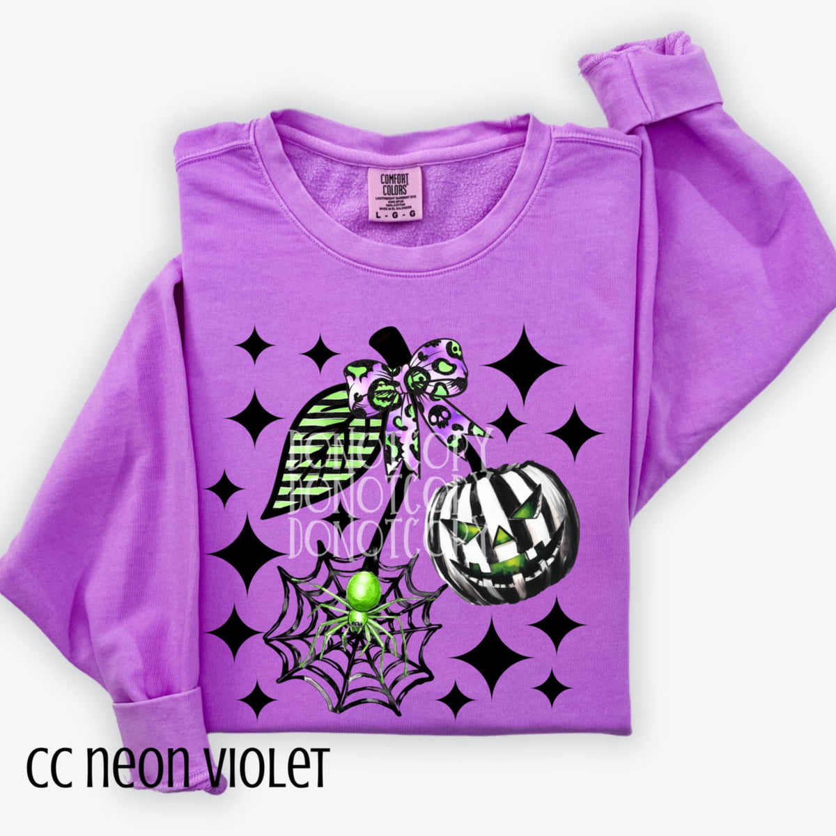 Pumpkin Spider Cherries green and black (csg) DTF transfer