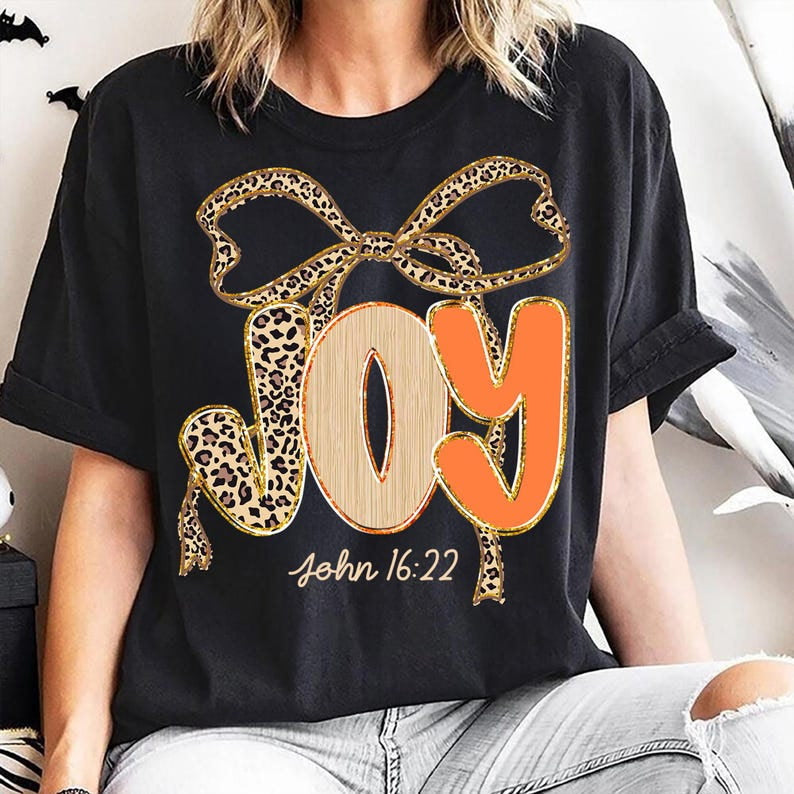 Joy Cheetah and orange bow DTF transfer